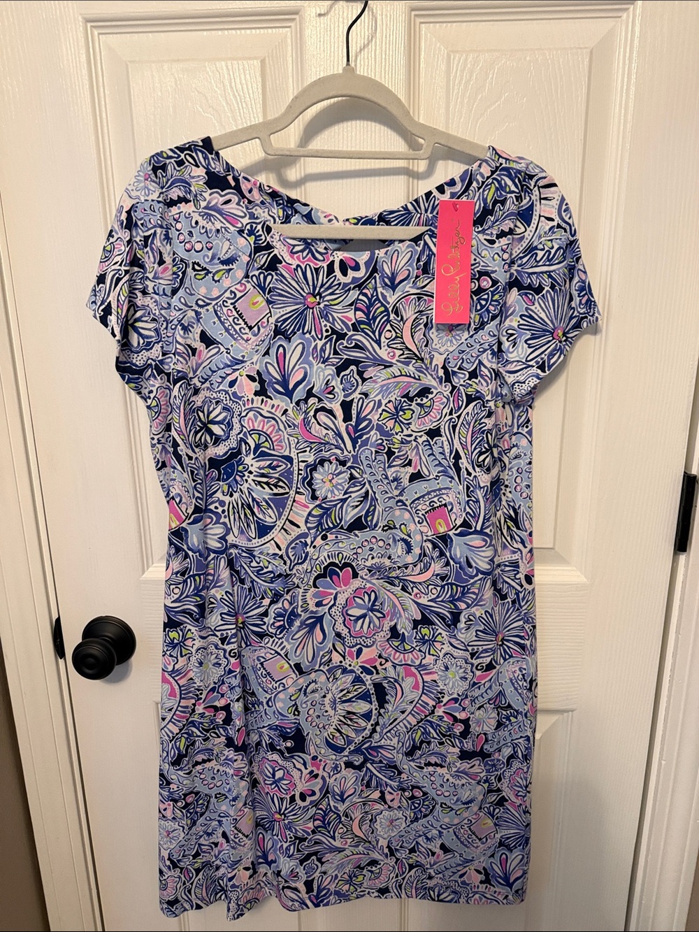 Brand New Lilly Pulitzer Vibrant Navy & Pink Floral Shift Dress